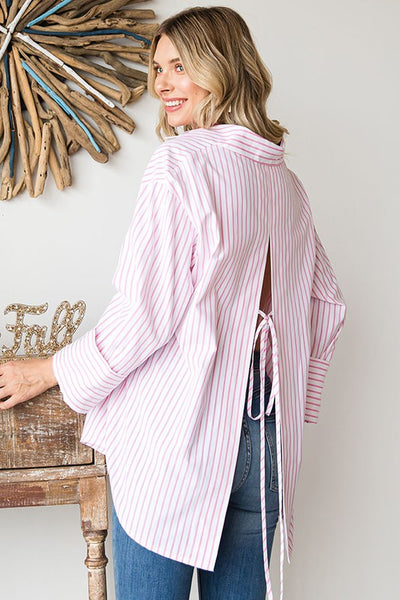 Candy Striper Backless Button Down