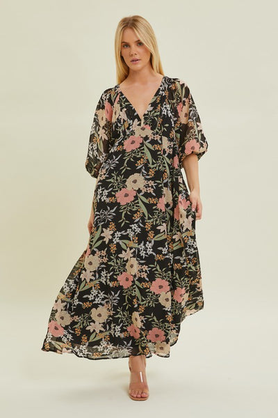 How Does Your Garden Grow Floral Chiffon Maxi Dress