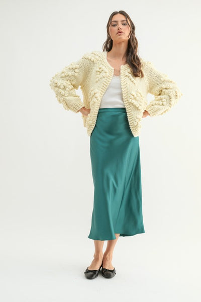 Heart Pom Knit Cardigan