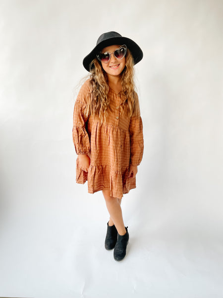 Gingham Button Down Dress~ Girls
