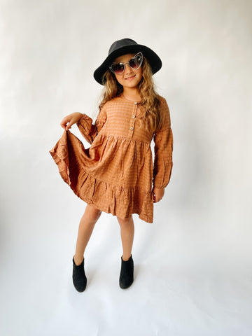 Gingham Button Down Dress~ Girls