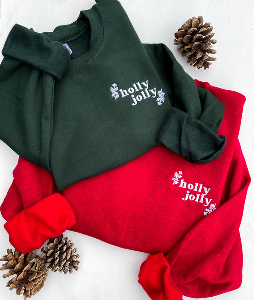 Holly Jolly Embroidered Pullover