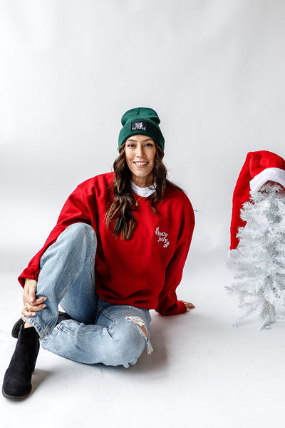 Holly Jolly Embroidered Pullover