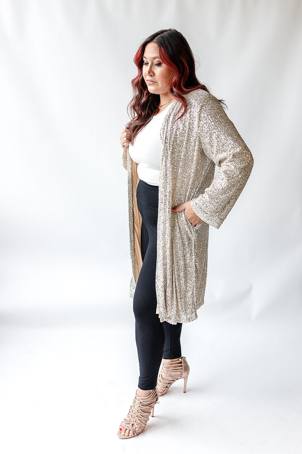 Plus size sequin on sale cardigan